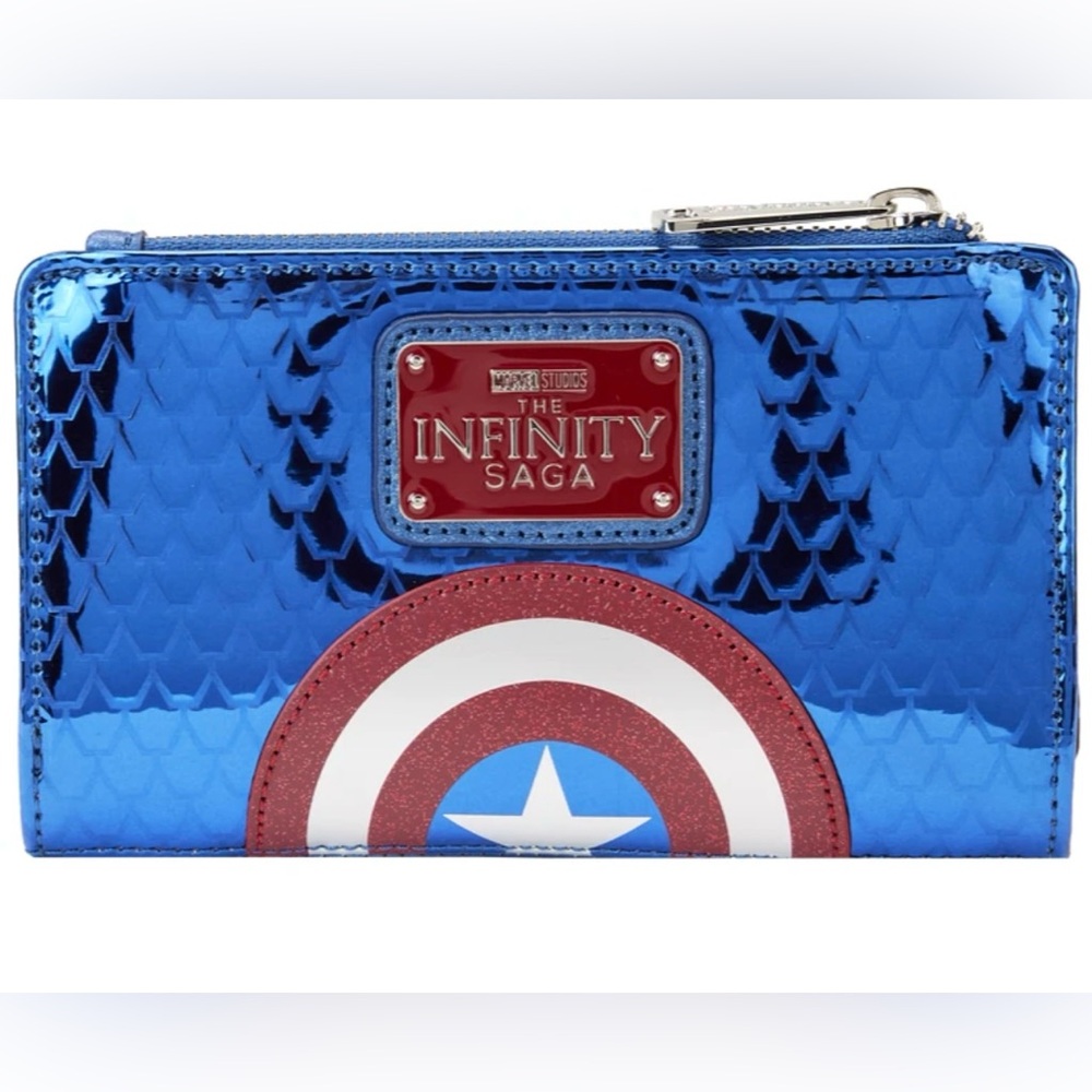 NWT Loungefly Marvel Infinity War Captain America metallic flap wallet